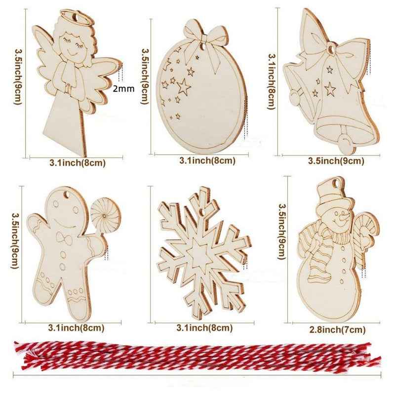 Blank Wooden Christmas Ornament Discs - DIY Craft Decoration Set with Pre-Drilled Holes