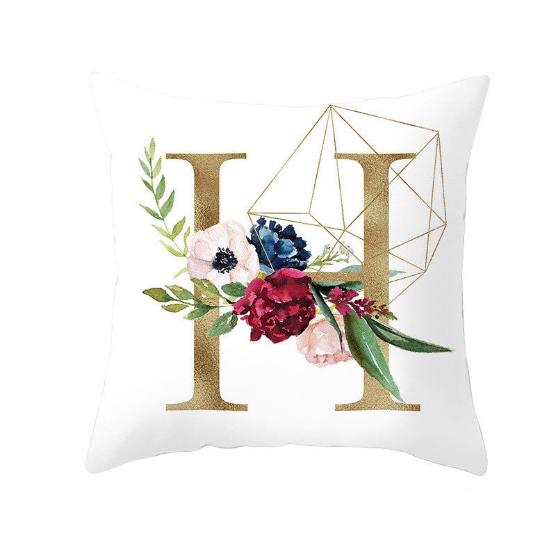 Nordic Style Pillowcase Geometric Golden Letter Pillowcase Peach Skin Sofa Cushion Household Goods - DropOnline.co