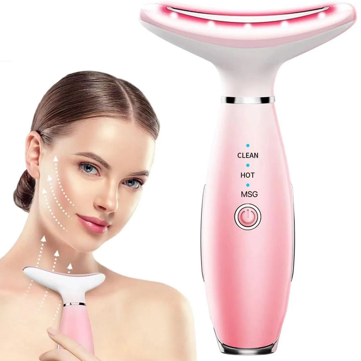 Neck Face Massager, Skin Care Face Massage Tool, 3-in-1 Facial Massager, Face Sculpting Tool With Thermals, Vibration - DropOnline.co