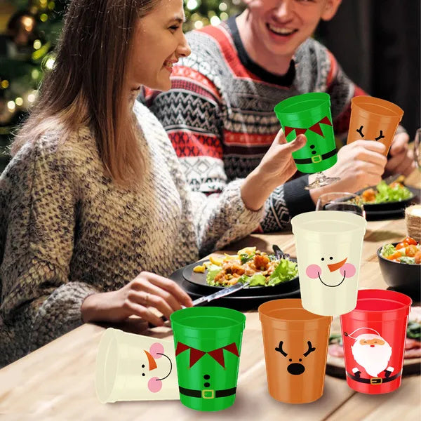 12 Pcs Christmas Drink Cups 4 Styles Patterns Santa Claus Snowman Elk Coffee Cup For Christmas New Year Holiday Party Favors Coffee Wine Cold Drinks Supplies - DropOnline.co