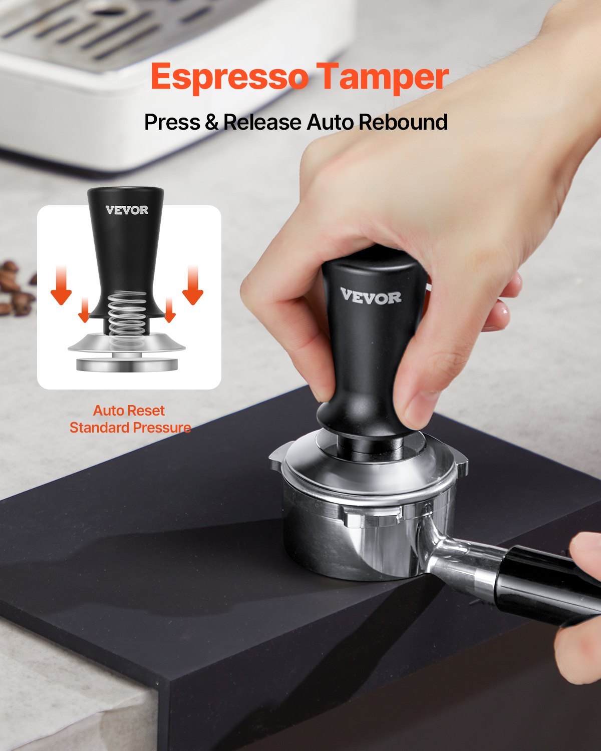 53mm Espresso Tamper Stainless Steel Coffee Tamper With Spring - DropOnline.co