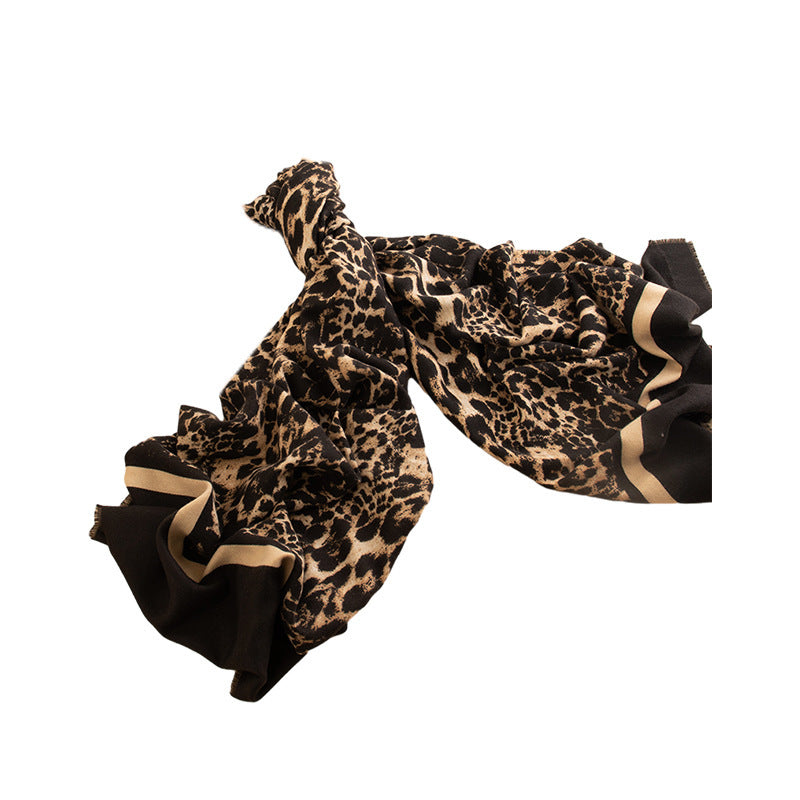 Leopard Print Artificial Cashmere Scarf Women's Warm Scarf Winter - DropOnline.co