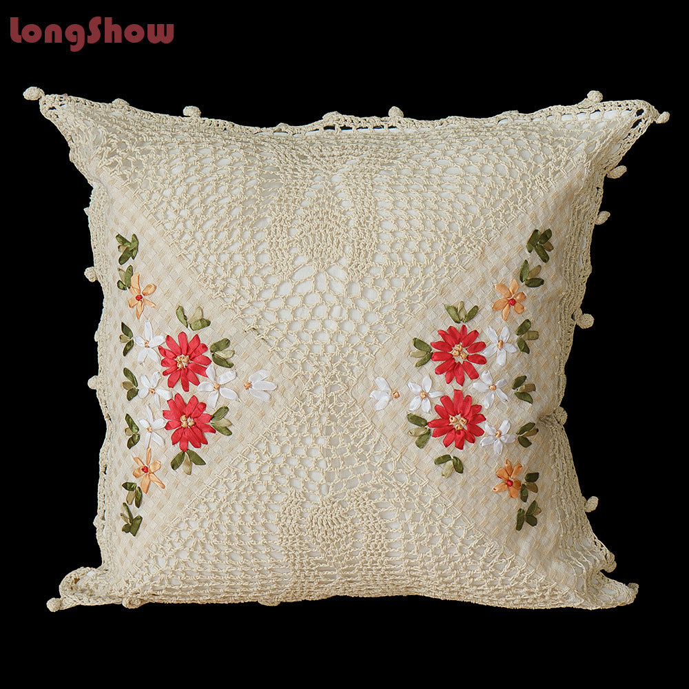 Cotton Pillow Case Satin Embroidered Cushion - DropOnline.co