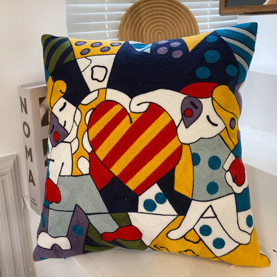 Embroidered Cushion Against Color Three-dimensional Throw Picasso Abstract Pillowcase - DropOnline.co