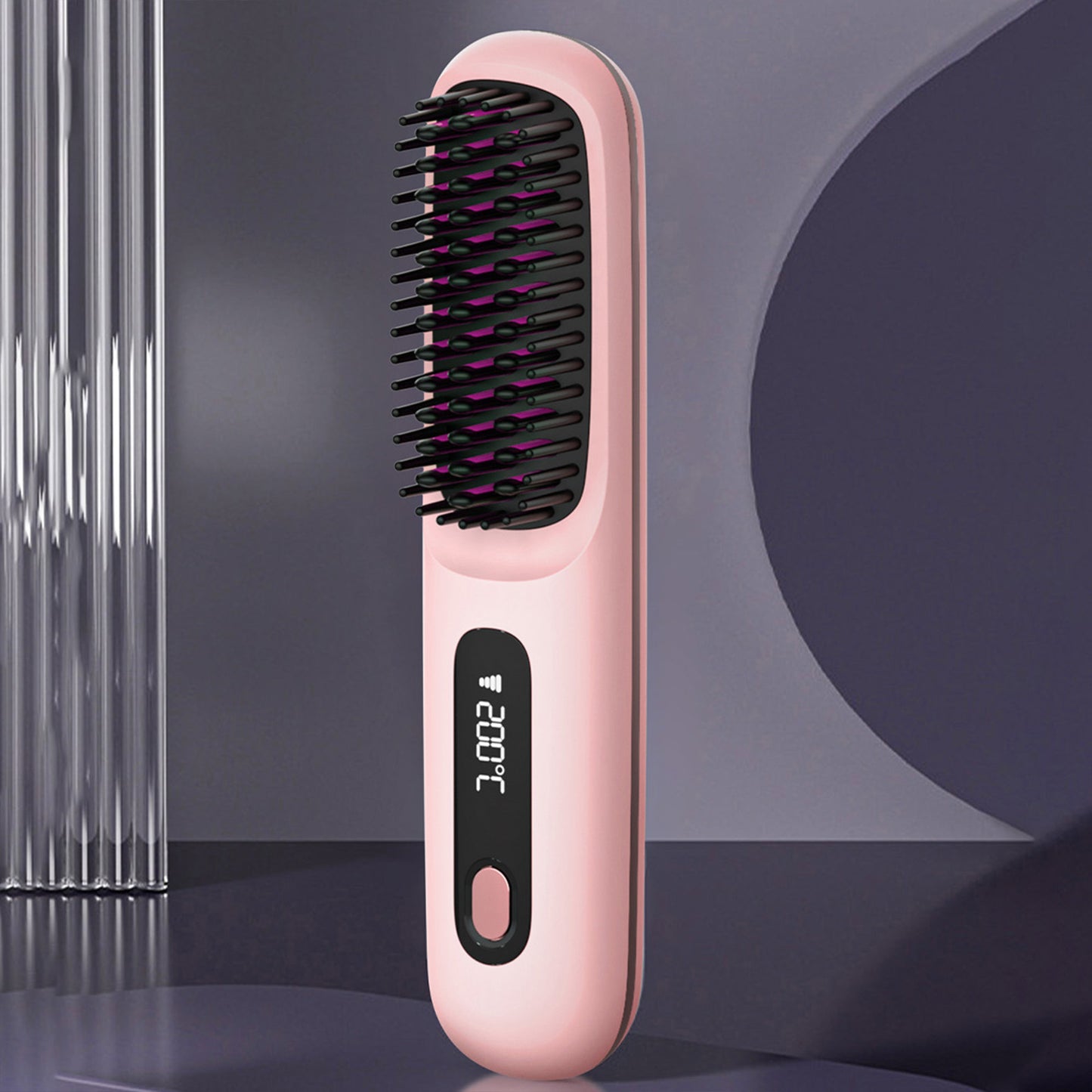 S7 Portable Cordless Hair Straightening Brush With LED Display - Lightweight Mini Negative Ion Hot Brush, USB Rechargeable Women's Travel Essentials Gift, Scald Protection - DropOnline.co