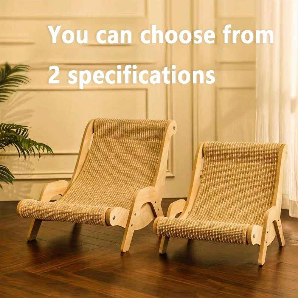 Natural Wood Durable Sisal Cat Hammock With Scratching Board - Multifunctional Indoor Cat Furniture, Ergonomic Lounger For Rest And Play, Scratch-Resistant And Wear-Resistant - DropOnline.co