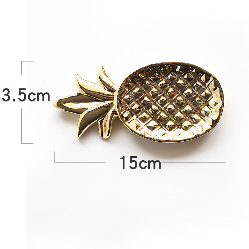 Gold Plated Dessert Plate Ceramic Jewelry Plate Home Decor - DropOnline.co