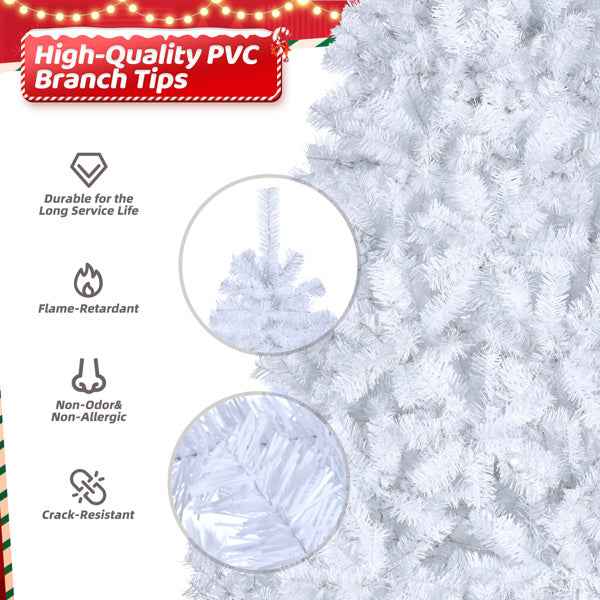 White 7ft Christmas Tree - 950 Branches PVC Material