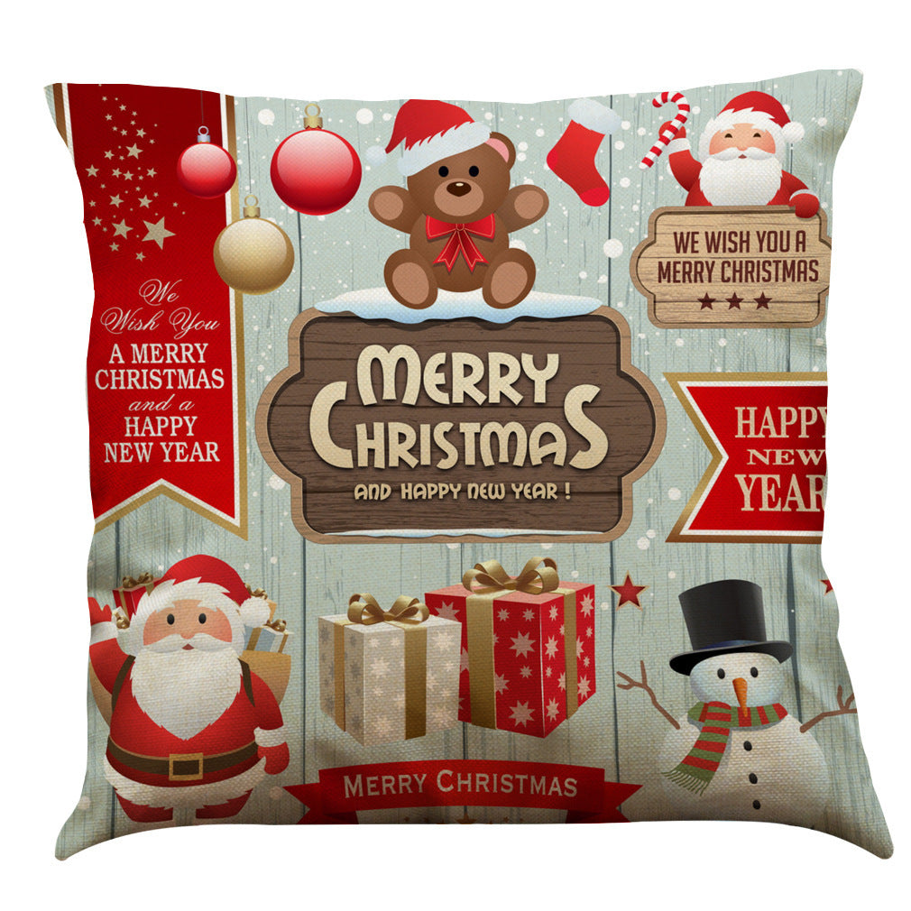Christmas Cotton Linen Sofa Car Cushion Pillowcase - DropOnline.co