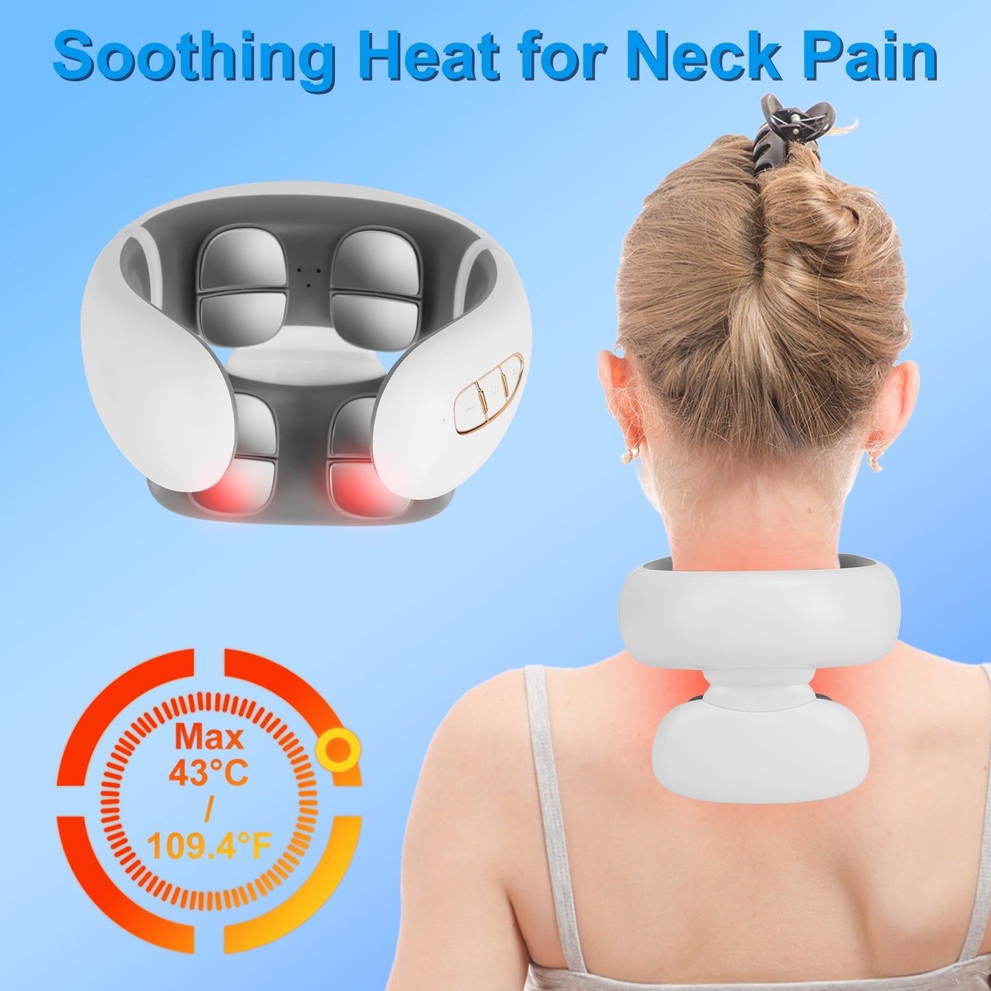 1 Set 8 Head EMS Neck Massager With Heat Cordless Cervical Neck Massager EMS Neck Massager With 6 Modes 15 Intensity Levels Remote Control - DropOnline.co