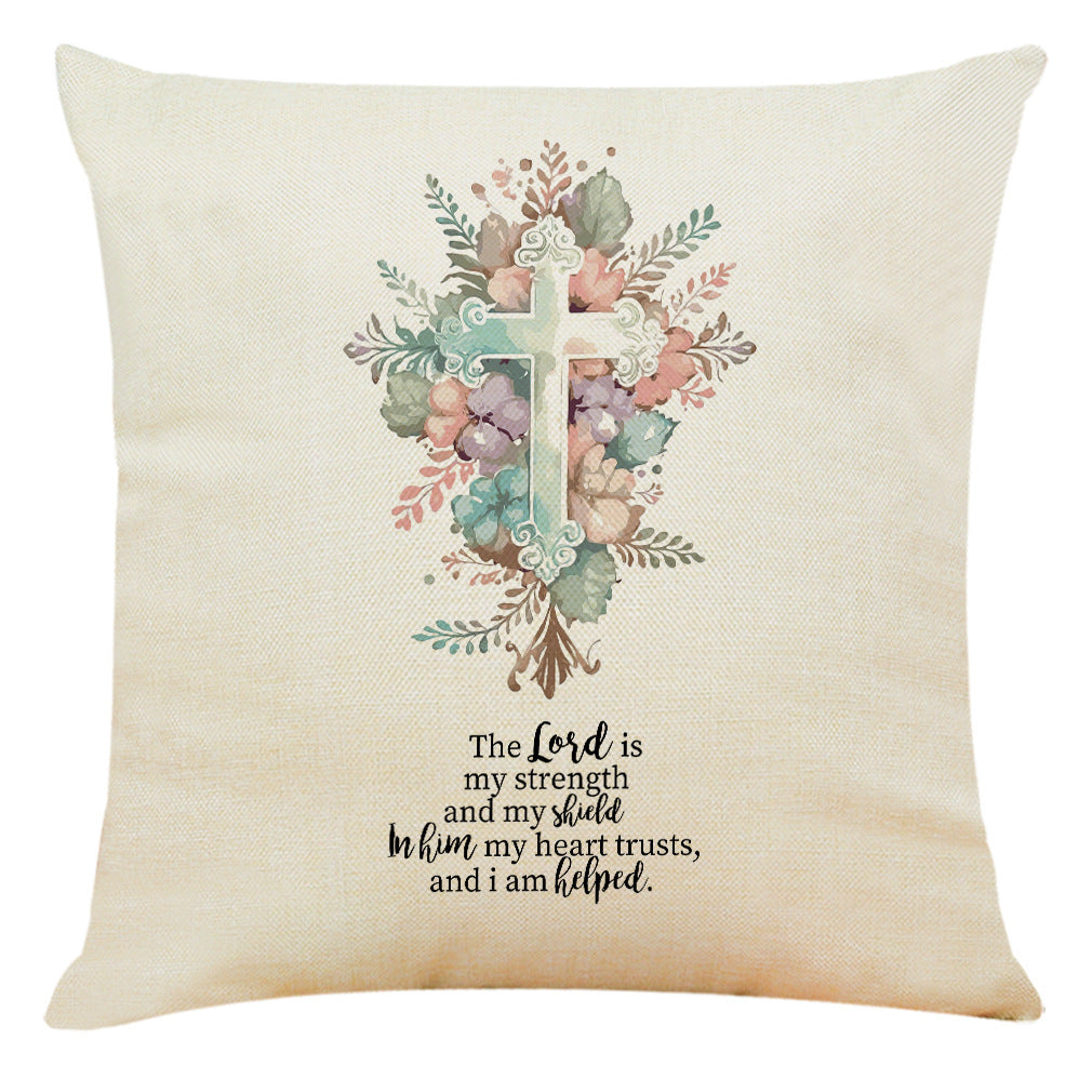 Cotton And Linen Cushion Case Church Cross Printed Car Cushion Home Sofa Cushion - DropOnline.co