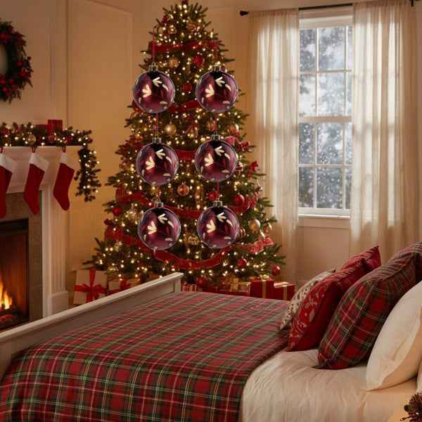 4PCS Glass Christmas Ball Ornaments - Shiny Red Holiday Tree Decorations (4.7 inch) - DropOnline.co