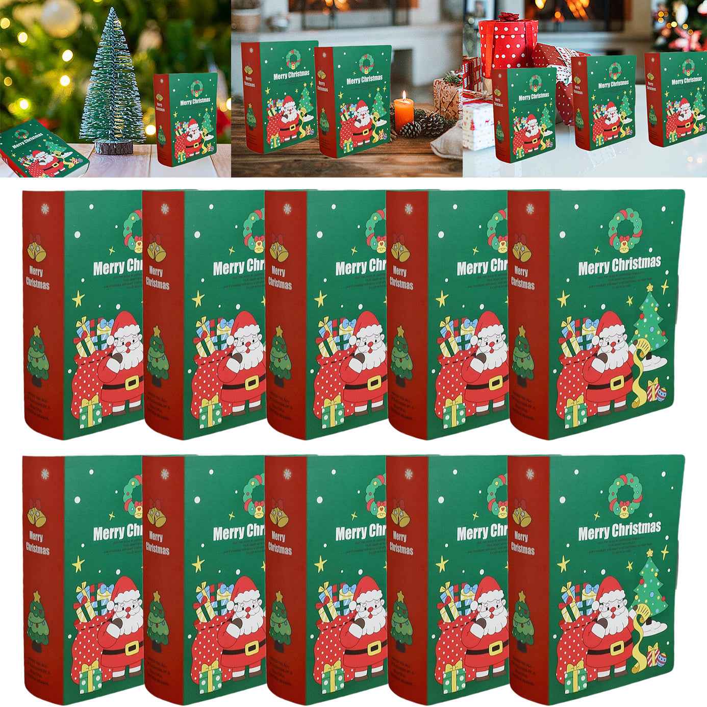 10 Pcs Christmas Treat Boxes Book Shape - Cartoon Candy Gift Boxes - DropOnline.co