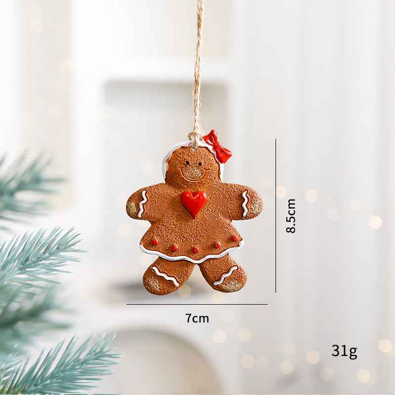 Christmas Resin Character Pendants - Santa Snowman Gingerbread Man Ornaments - DropOnline.co