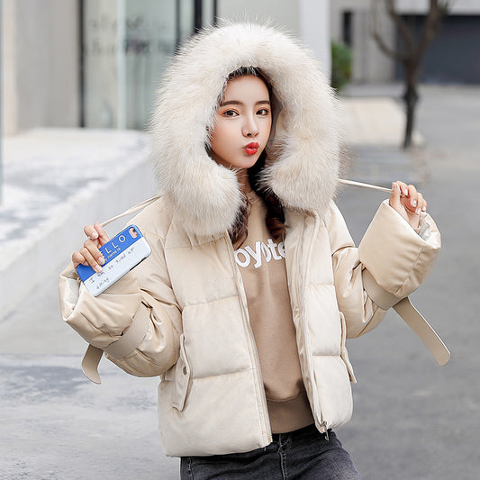 Big fur collar bread coat cotton coat - DropOnline.co
