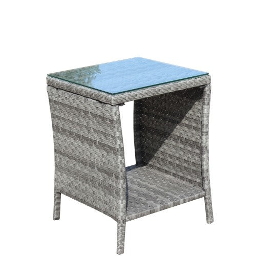 Outdoor Patio Furniture 1 Coffee Table With Clear Tempered Glass - DropOnline.co