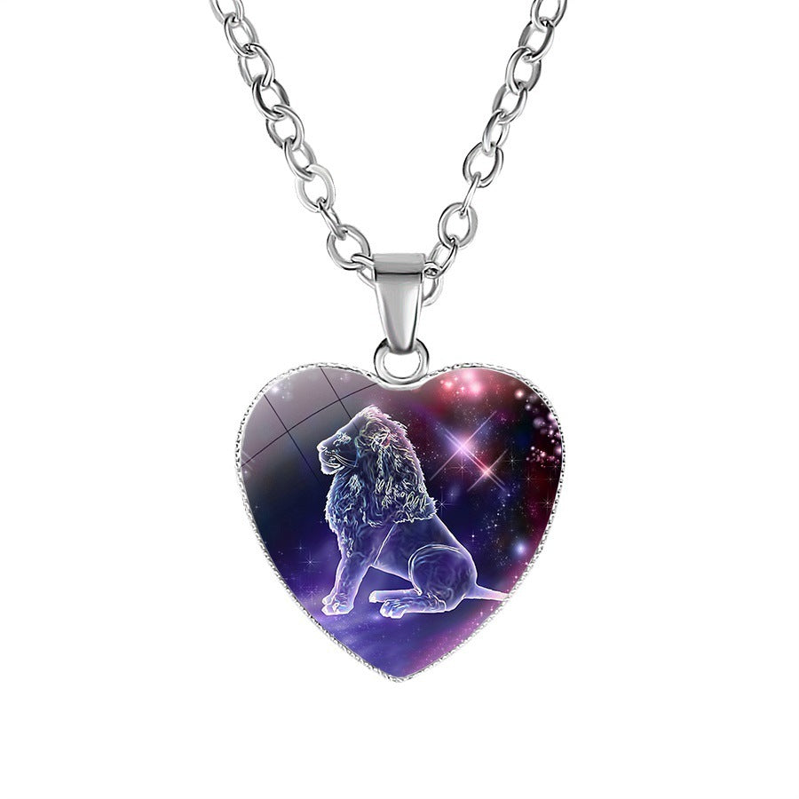 Women's Zodiac Heart Pendant Necklace - Personalized Astrology Jewelry - DropOnline.co