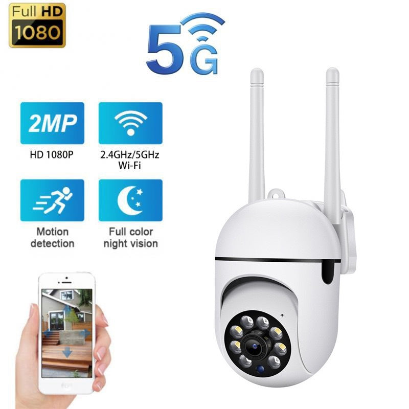 1080P Outdoor Wired WiFi PTZ Security Camera, 2.4G&5GWiFi, Auto Tracking, 2 Way Audio, Spot Night Vision, SD Card & Cloud Storage - DropOnline.co