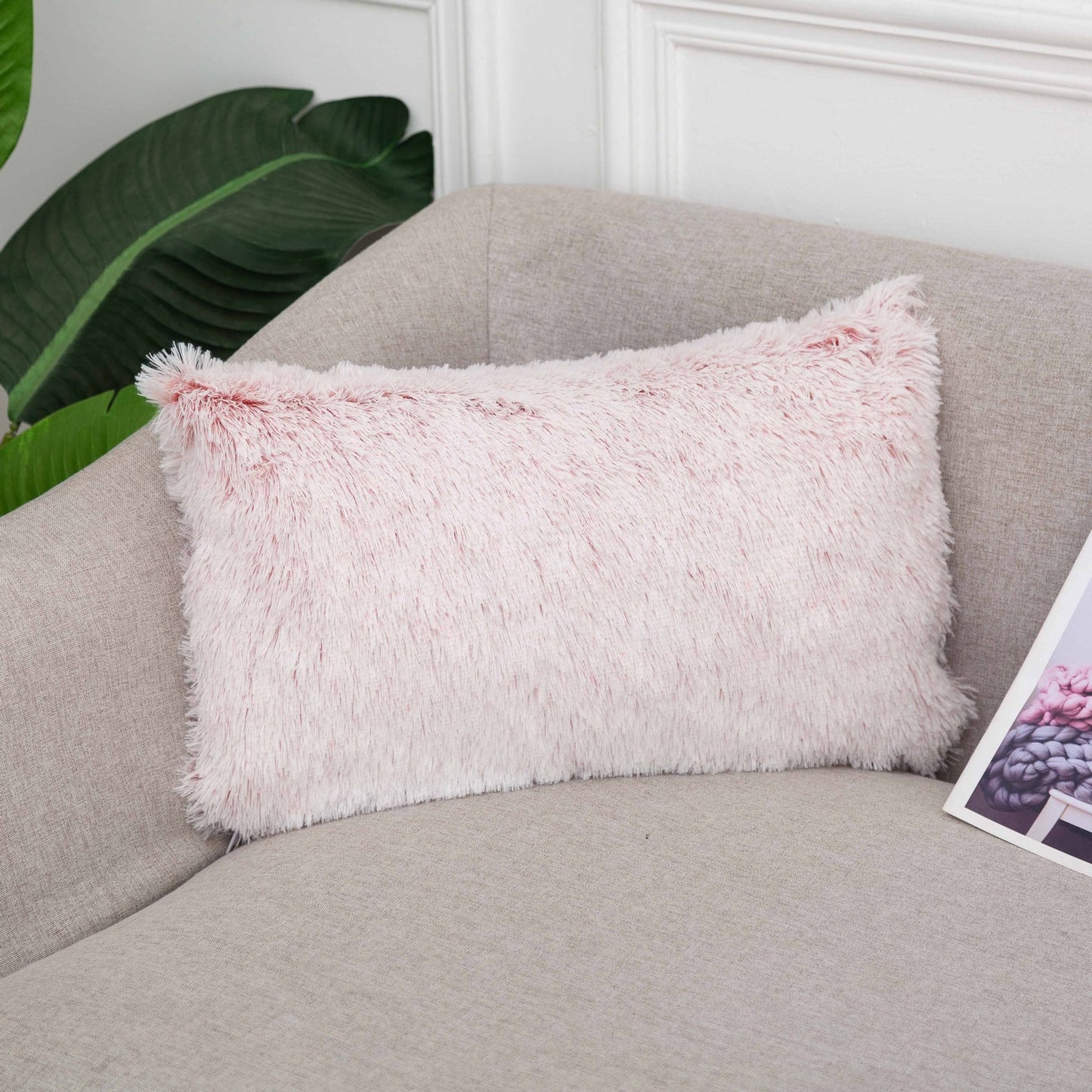 Long hair gradient color pillowcase back cushion plush pillowcase - DropOnline.co