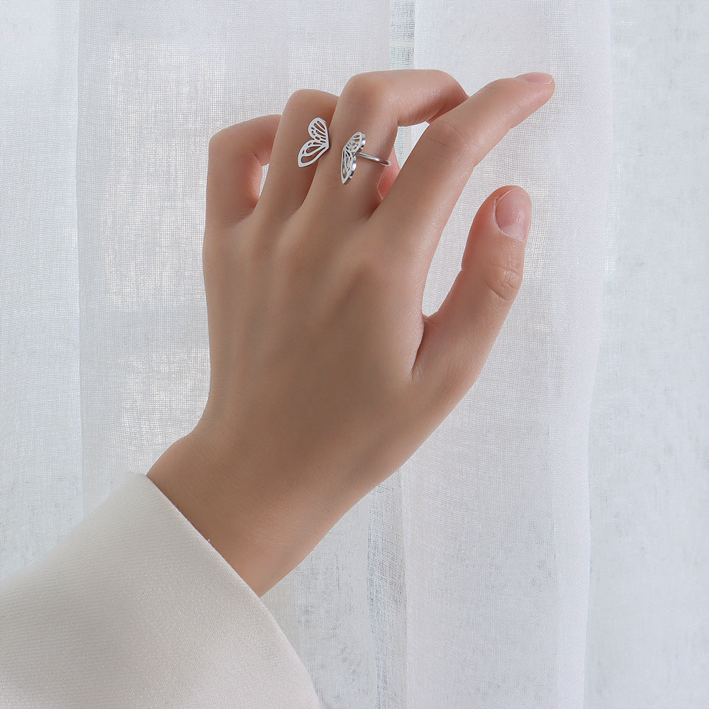 Personality Fashion Normcore Style Hollow Butterfly Ring - DropOnline.co