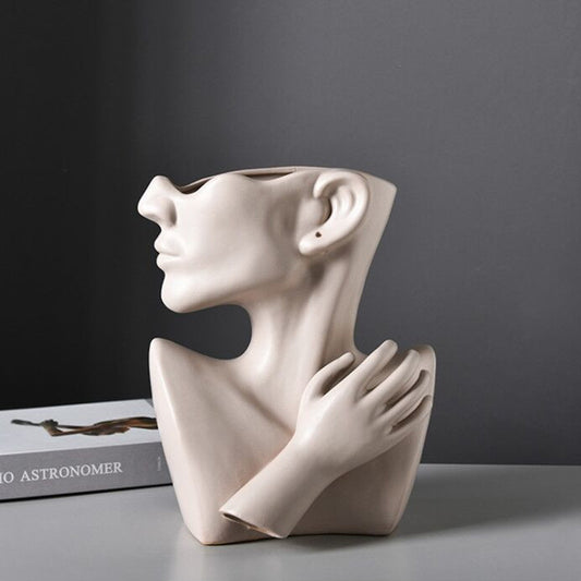 Modern Nordic Style Creative Portrait Vase Human Head Flower Vases Decorative Ornaments Resin Home Flowers Art Decor - DropOnline.co