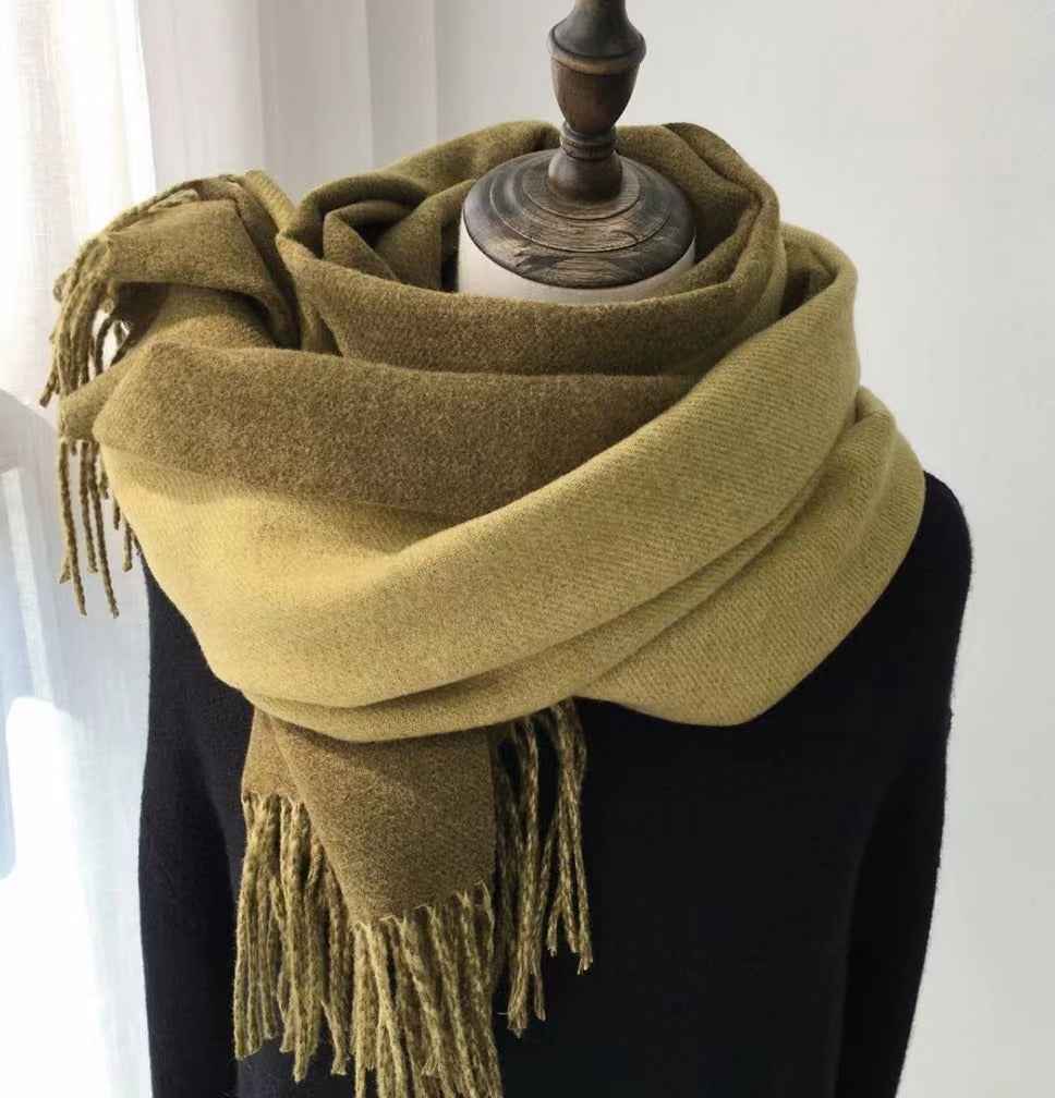 Double-Sided Artificial Australian Wool Scarf Shawl - Reversible Warm Wrap