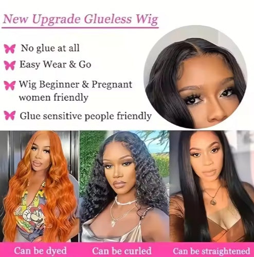 Ready To Go   HD Lace Front Wigs Glueless Put-on Go Body Wave Wig Pre-Plucked Blend Human Hair Transparent Lace Color - DropOnline.co