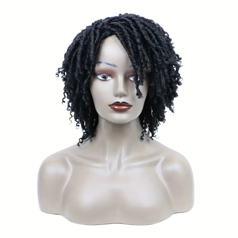 Short Hair Braided Non-toxic Wig African Curly Wig Synthetic Wig African Hair Braided Hook Braided Wig Dirty Braid Headgear - DropOnline.co