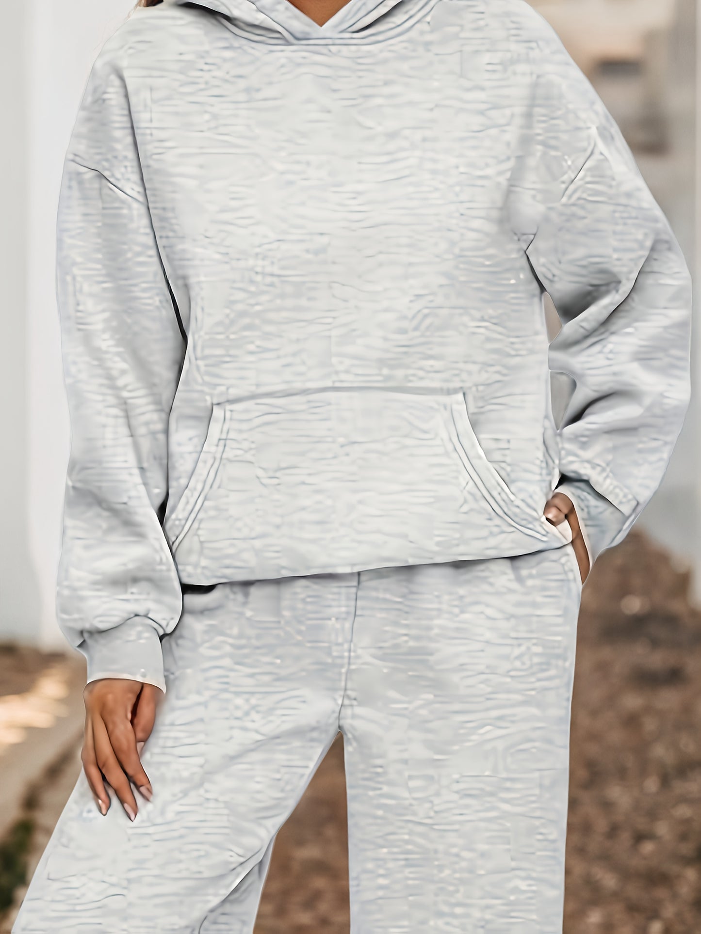 2025 Large Size New 2 Piece Outfits Lounge Hoodie Sweatsuit Sets Oversized Sweatshirt Baggy Fall Fashion Sweatpants With Pockets - DropOnline.co
