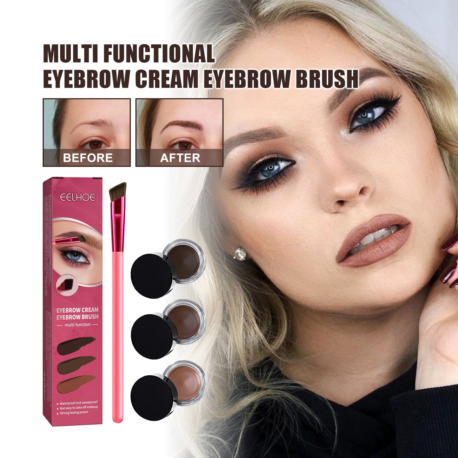 EELHOE Multi-functional Eyebrow Brush Set For Filling, Shaping, And Coloring Smooth Eyebrows Makeup Kit - DropOnline.co