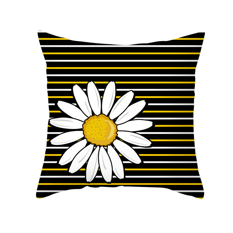 Modern Yellow Daisy Flower Cushion Cover - Creative Letter Print Pillow Case for Home - DropOnline.co