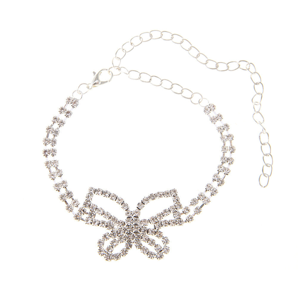 Full Diamond Butterfly Multilayer Fashion Full Diamond Rhinestone Anklet - DropOnline.co