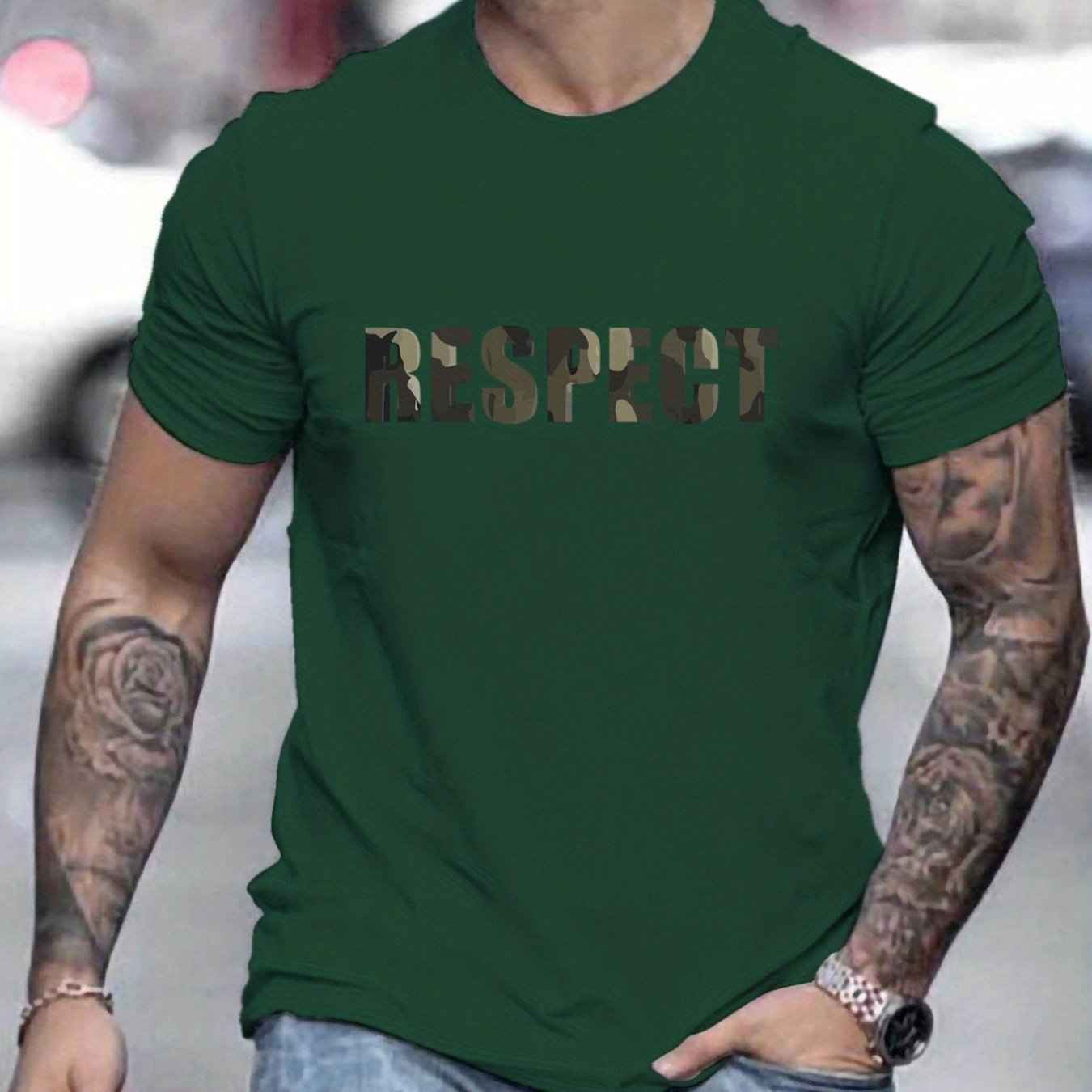 Men's 'RESPECT' Letter Pattern T-Shirt - Summer Casual Graphic Tee