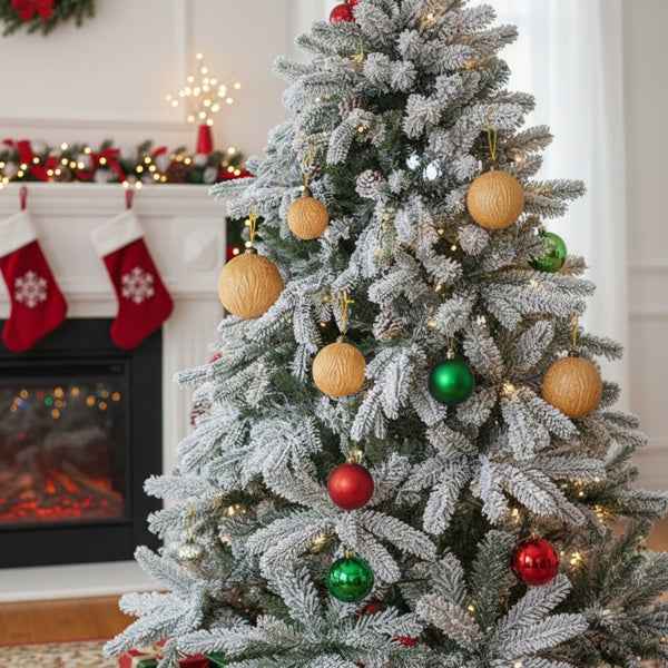 6PCS Glass Christmas Ball Ornaments - Shimmering Gold Holiday Tree Decorations (3.9 inch) - DropOnline.co