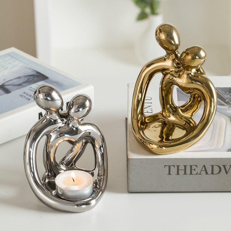 Ceramic Couple Candlestick Modern Nordic Suit Retro Aromatherapy Candle Cup Ornaments - DropOnline.co