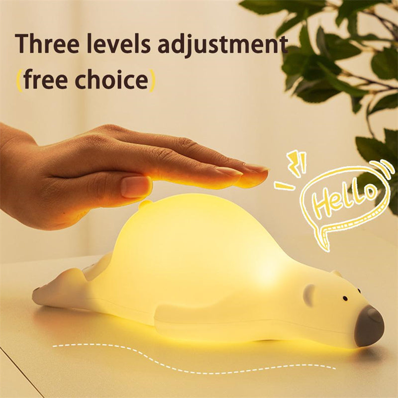 Cute Bear Silicone Night Light - 3 Levels Atmosphere Table Lamp for Children Kid Bedroom Bedside - DropOnline.co