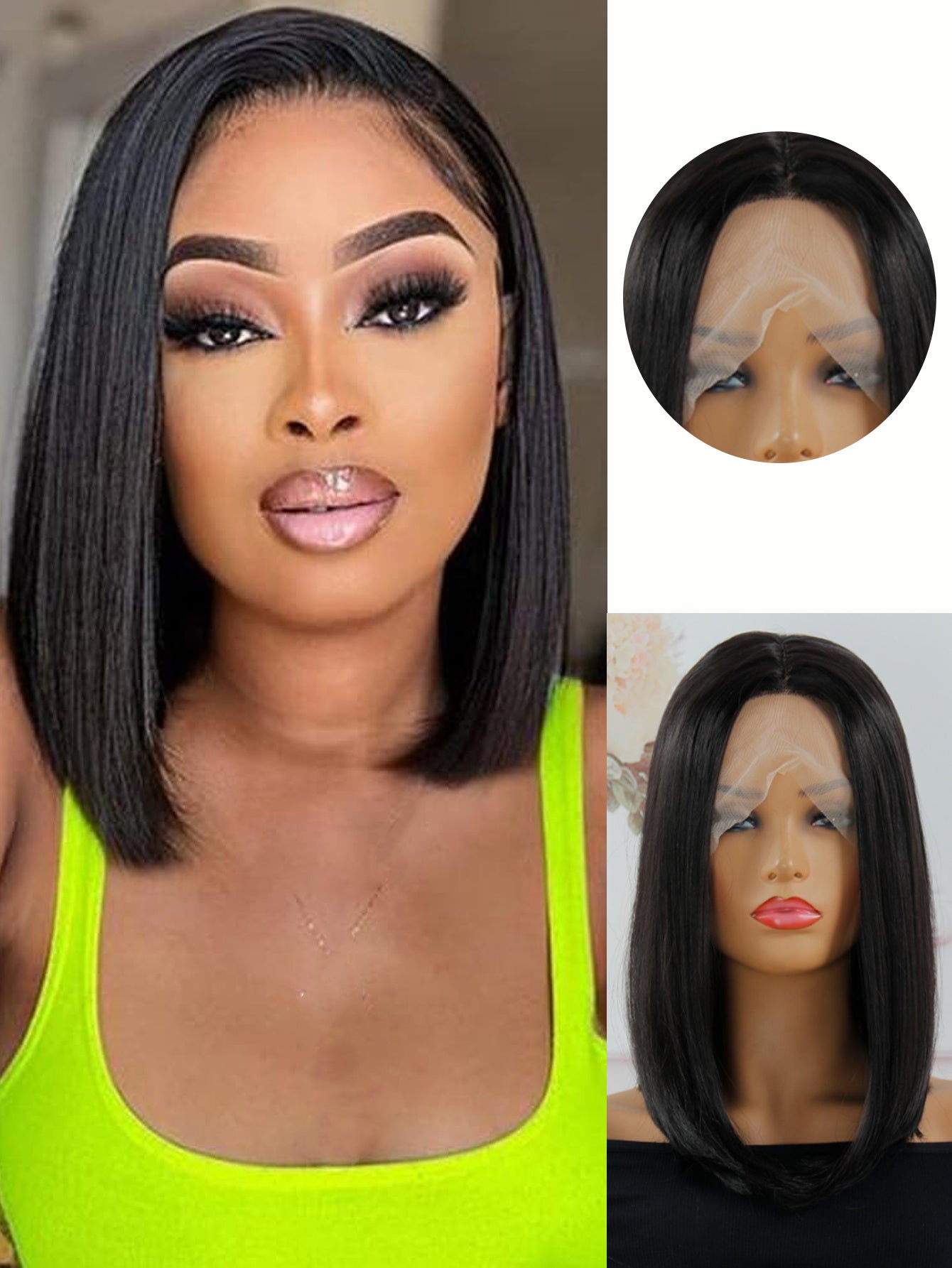 13x4x1 Lace Synthetic Non-toxic Wig, Wave Head Straight Hair, 14-inch Non-adhesive Lace Front Piece, Suitable For The Whole Scene. - DropOnline.co