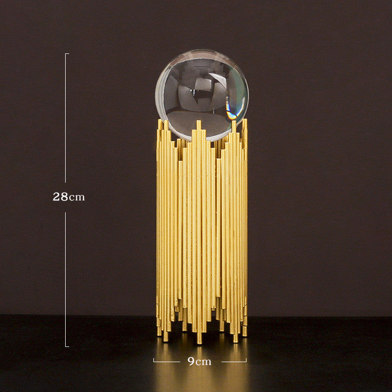 Nordic Light Luxury Metal Crystal Ball Ornaments Creative Home Decor Ornaments Abstract Shape Golden Iron Crafts Exquisite Gifts - DropOnline.co