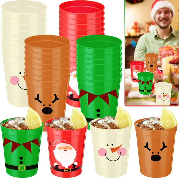 12 Pcs Christmas Drink Cups 4 Styles Patterns Santa Claus Snowman Elk Coffee Cup For Christmas New Year Holiday Party Favors Coffee Wine Cold Drinks Supplies - DropOnline.co