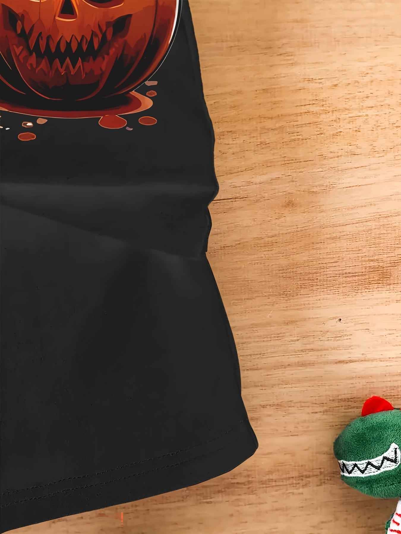 Men's 3D Shark & Halloween Pumpkin T-Shirt - Casual Polyester Graphic Tee