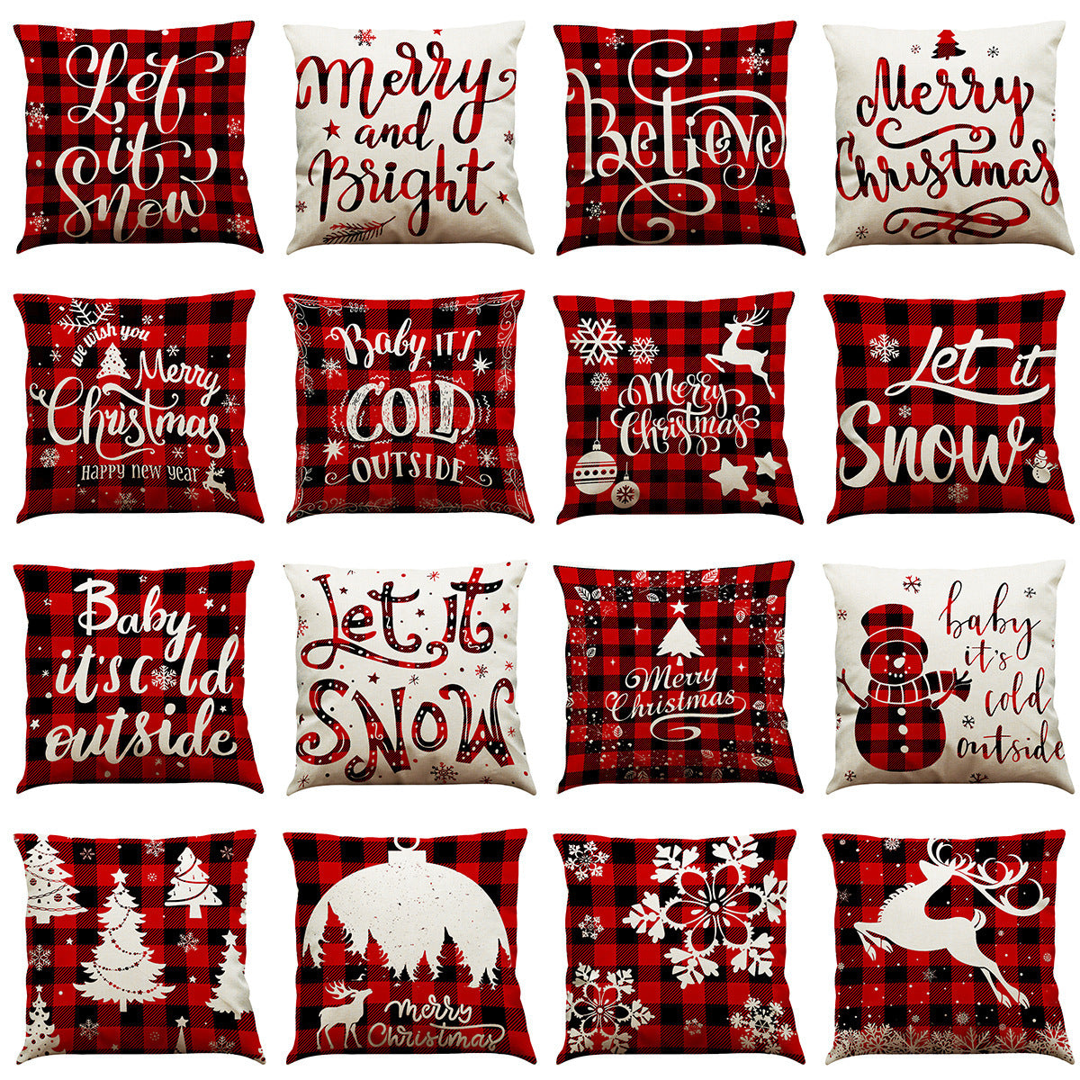 Christmas Cotton Linen Sofa Car Cushion Pillowcase - DropOnline.co