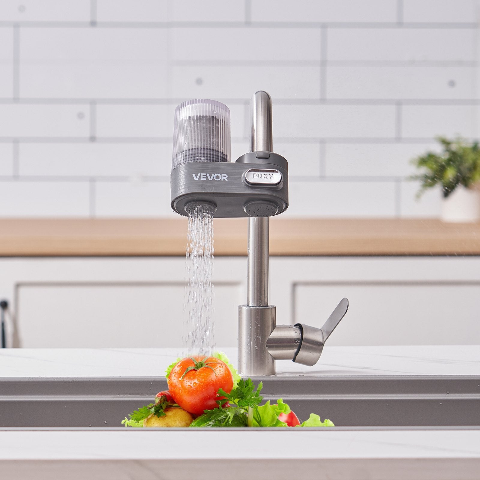 Faucet Mount Water Filter Sink Water Purifier For Kitchen Vertical Gray - DropOnline.co