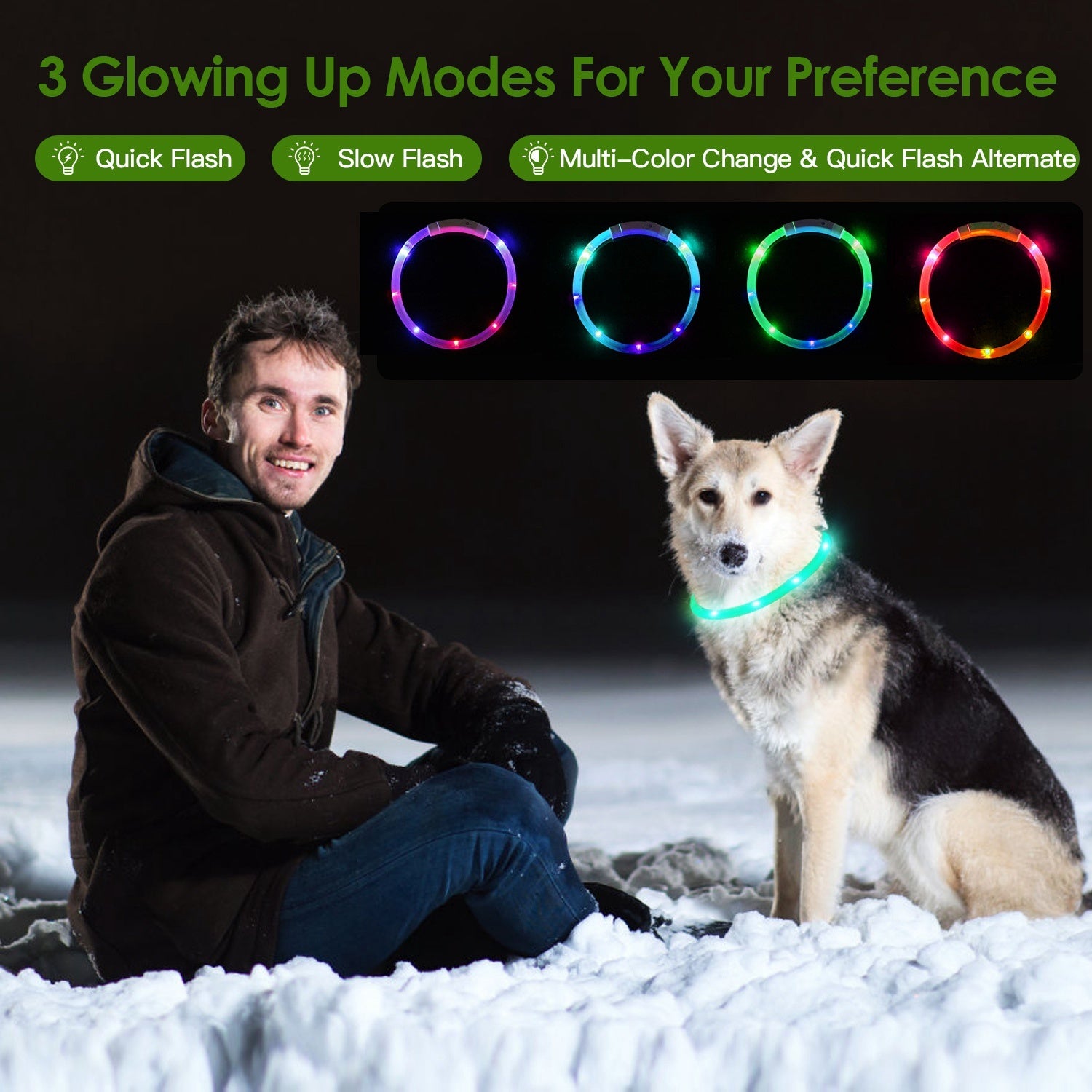 1Pc USB Rechargeable LED Dog Collar Multi Color Lighting Dog Safety Collar Cuttable Length Glow Dog Collar For Small Medium Large Dog Night Walking - DropOnline.co