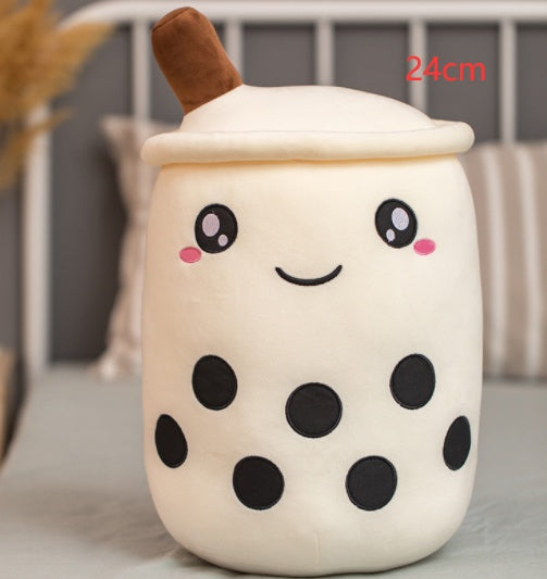 Boba Tea Plush Toy - Cute Strawberry Milk Tea Stuffed Animal Pillow Cushion for Kids - DropOnline.co