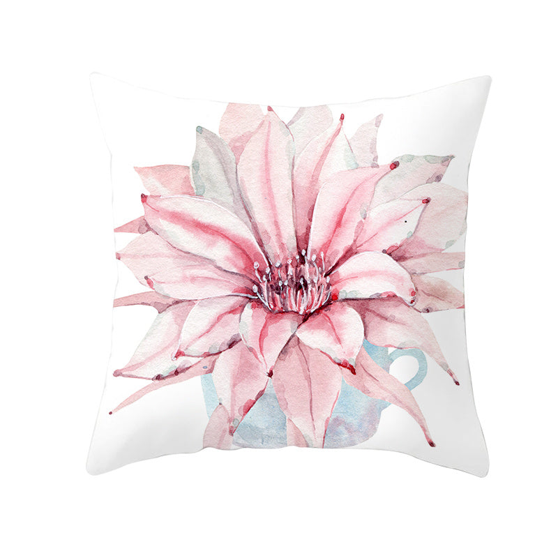 Watercolor Cactus Flowers Green Succulents Cushion Cover - DropOnline.co