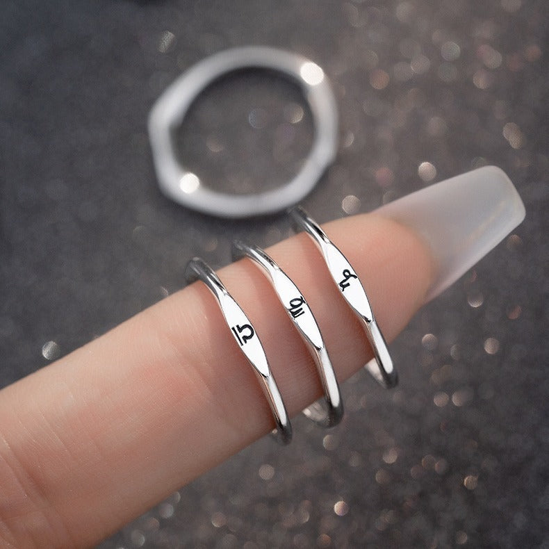 Simple Twelve Constellation Open Ring - Single Exclusive Zodiac Ring - DropOnline.co