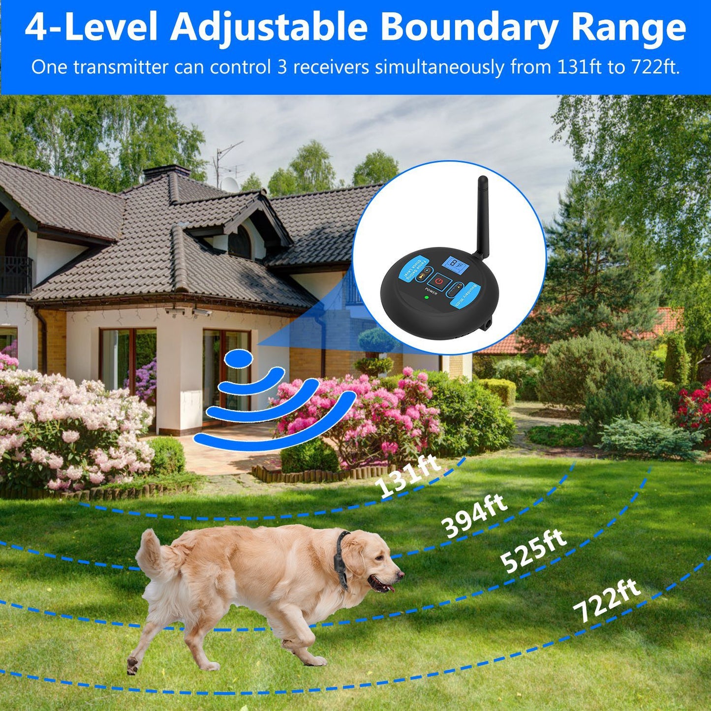 1Set Wireless Electric Dog Fence Pet Shock Boundary Containment System Electric Training Collar For Small Medium Large Dogs - DropOnline.co