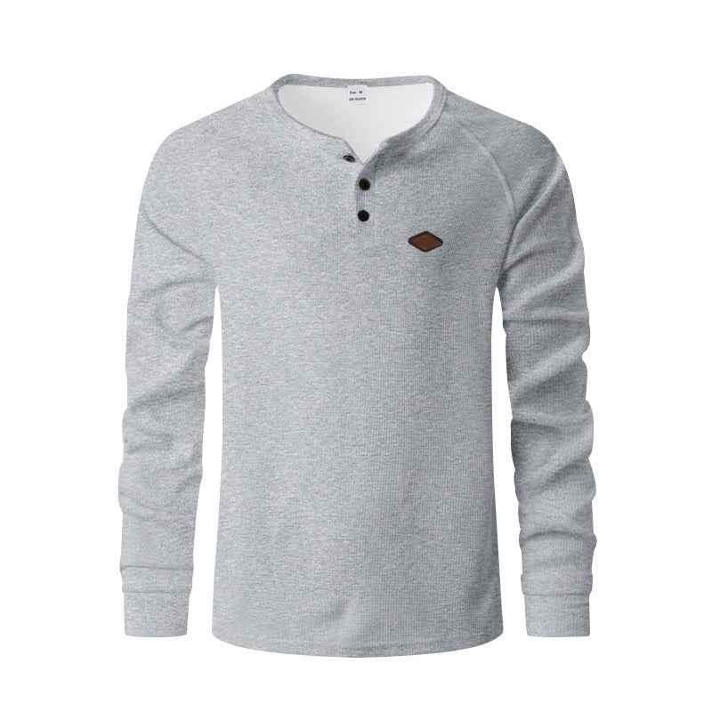 Men's Waffle Buckle Quick-Drying Raglan Henley Long Sleeve Shirt