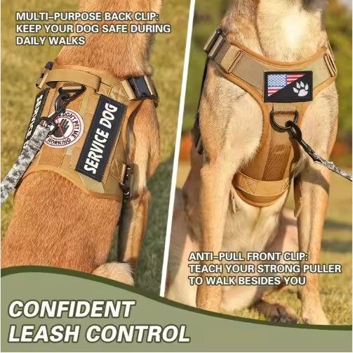 Hiphoppet US Local Tactical Service Dog Harness Vest Adjustable Reflective No Pulling Large Dog Harness With Metal Buckle - DropOnline.co