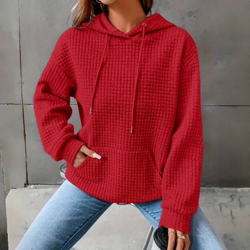 Women's Loose Hooded Long Sleeve Sweatshirt - Cozy Casual Pullover - DropOnline.co